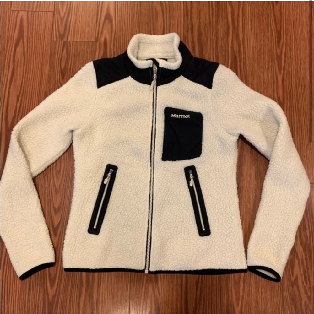 •SOLD• Marmot Womens Fleece Jacket Size XS Black/White/Cream